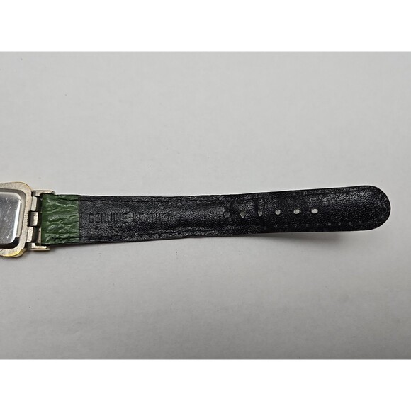 Quemex Art Deco Tank Watch Green Dial Two Tone Gold Silver Quartz New Battery - Picture 10 of 11